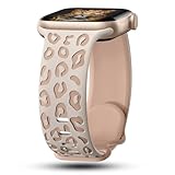 CreateGreat SL&MT - Correas deportivas grabadas de leopardo compatibles con Apple Watch de 45 mm,