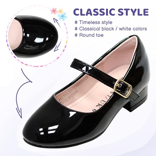 LseLom Girls Dress Shoes-Mary Jane Shoes for Girls Low Heel Princess Hook and Loop Dress Shoes Party Wedding Flats for Little/Big Kids2