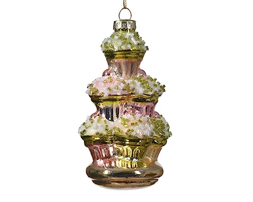 Adornos para árbol de Navidad de cristal, 11 cm, color oro rosa y blanco