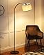 EDISHINE Stehlampe Wohnzimmer, 161cm Bogenlampe mit Verstellem Beigen Leinen-Lampenschirm & Fußschalter, mit E27 LED-Glühbirne, Leselampe Schlafzimmer, Stehleuchte Modern für Kinderzimmer, Schwarz
