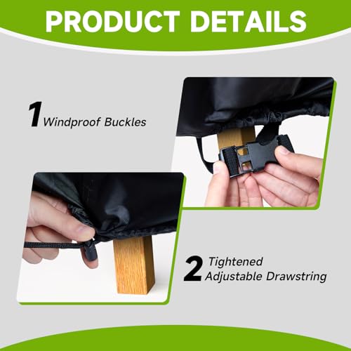 ZhenXingCheng Patio Chair Covers 2 Pack - Outdoor Furniture Chair Covers with Waterproof Strip - 420D Heavy Duty Outdoor Chair Cover Fits as Lawn Lounge Deep Seat, High-Back Chair (Black-35Wx31Hx38D) by ZhenXingCheng - Image 6
