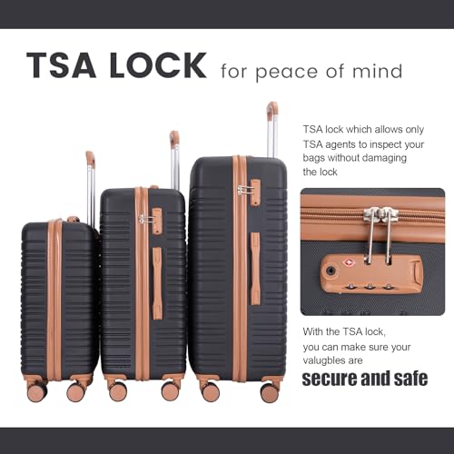 Amalodie Luggage Sets 5 Piece Suitcases with Double Spinner Wheel,Suitcase Set ABS Hard Case Luggage with TSA Lock and Durable Waterproof Travel Luggage3