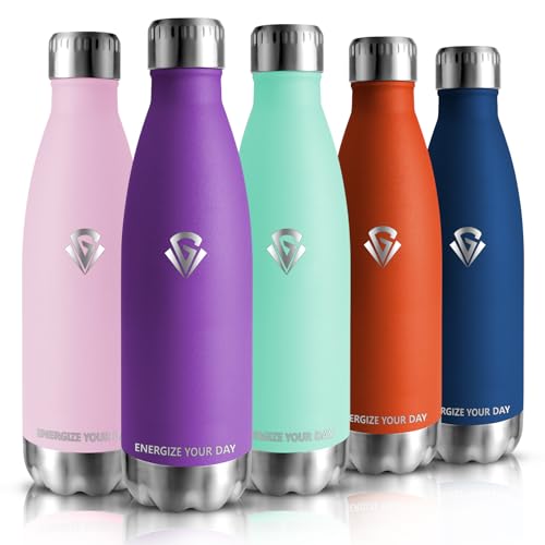 HoneyHolly Botella Termica - 500ML - Botella agua Acero Inoxidable, Termo con pared Doble Aislamient, de Fugas, Cantimplora Termica para Niños, Deportiva, Gym - Conserva 12 Horas Caliente, 24 frio