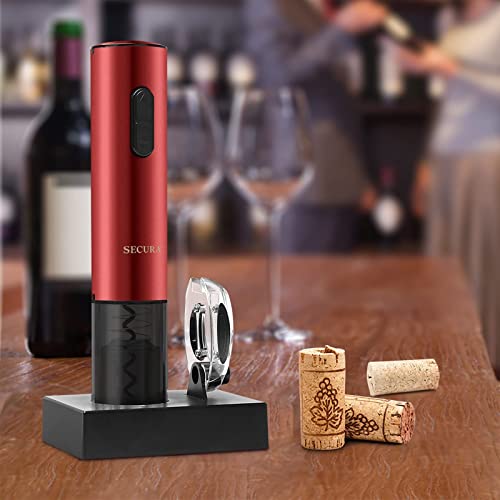 Secura Electric Wine Opener, Automatic Electric Wine Bottle Corkscrew Opener With Foil Cutter, Rechargeable (Red) #TOP5