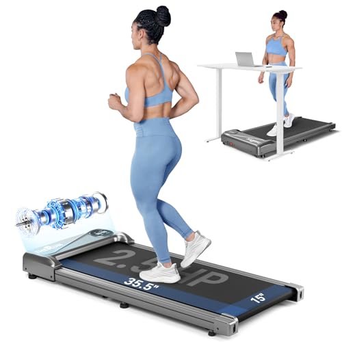 THERUN Walking Pad Treadmill, 2.5HP, 265 lbs, Remote, LED