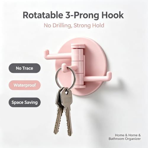 No-Drill Rotatable 3-Prong Wall Hook for Home - image 2