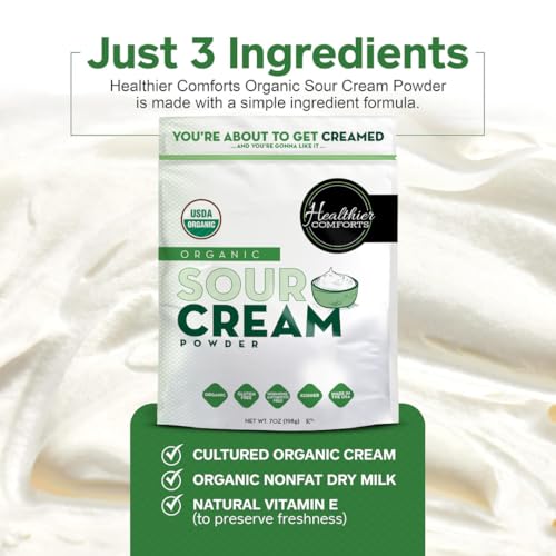 Healthier Comforts Organic Sour Cream Powder | USDA Certified Organic, Kosher, Non-GMO, Gluten Free Food | Seasonings, Snacks | Made In USA (7oz) - Thumbnail 4