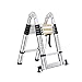 ZCF drabina teleskopowa, drabina uniwersalna, składana teleskopowa z aluminium – przenośna, składana drabina (rozmiar: 5,2 + 14 m)