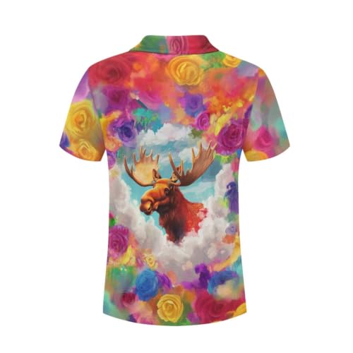 Polo Casual Atlético para Hombre, Manga Corta, Estampado Divertido de Animales miniatura 3