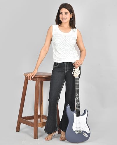 Image of Blueberry R-701-M Full Size Electric Guitar, Tech Rosewood Fretboard, Chrome-Plated Hardware, SSS Pickup, 6-String Right-Handed Beginner Kit with Bag, Strap, Strings & 2 Picks (GRAY, Value Pack)