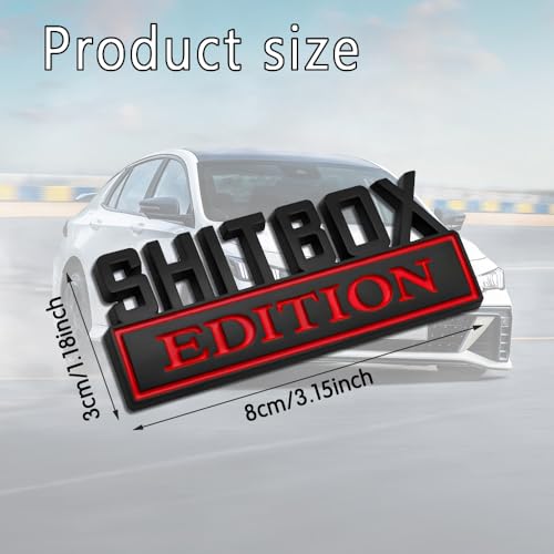 Image of Shit Box Edition Emblem, Car Exterior Emblems Badge 3D Sticker Decal, Shit Box Edition Emblem 3D Letter Sticker, 3D Fender Badge Decal Car Truck Replacement for All Cars