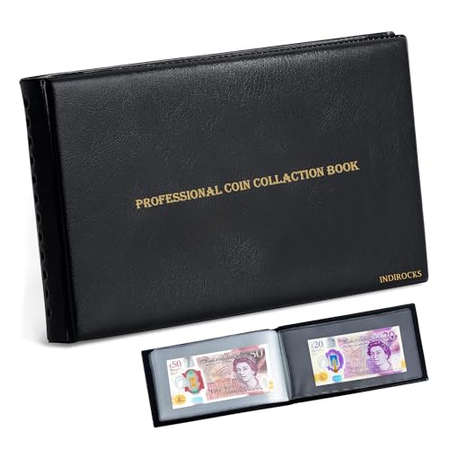Image of 40 Pockets Banknote Currency Collecting Album - 20 Sheets Clear Dollar /Note Bill Holders World Money Storage Book Collection Supplies Double-Sided Pages for Trading Cards Stamps Tickets-Black