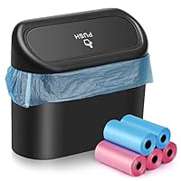 JOYSKY Auto Aufbewahrungsbox Klein mit 100 Müllsäcke Auto Mülleimer Mini Mülleimer mit Deckel für Büro Zuhause Wasserdicht Geruchlos, Stück Auto Mülleimer, Automülleinmer Mit Deckel, Auto Gadgets
