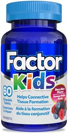 Factor Kids Daily Chewable Multivitamin (60 Count) with Vitamins B12, C, D3 & L-Tyrosine