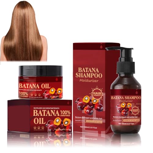 07,100ml Batana Ensemble Shampooing+120ml Batana Ensemble Après-shampoing,Batana Oil Shampoo and Conditioner Set,pour la Croissance des Cheveux Naturels et Biologiques,