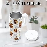 DUUV Highland Cow Insulated Tumbler 24oz, Highland Cow Sunflower Cup Gifts for Women Girls, Just a Girl Who Loves Cows Tumbler Leakproof, Mothers Day Ideal Gifts for Cows Lovers Gym Office, 1 Pack