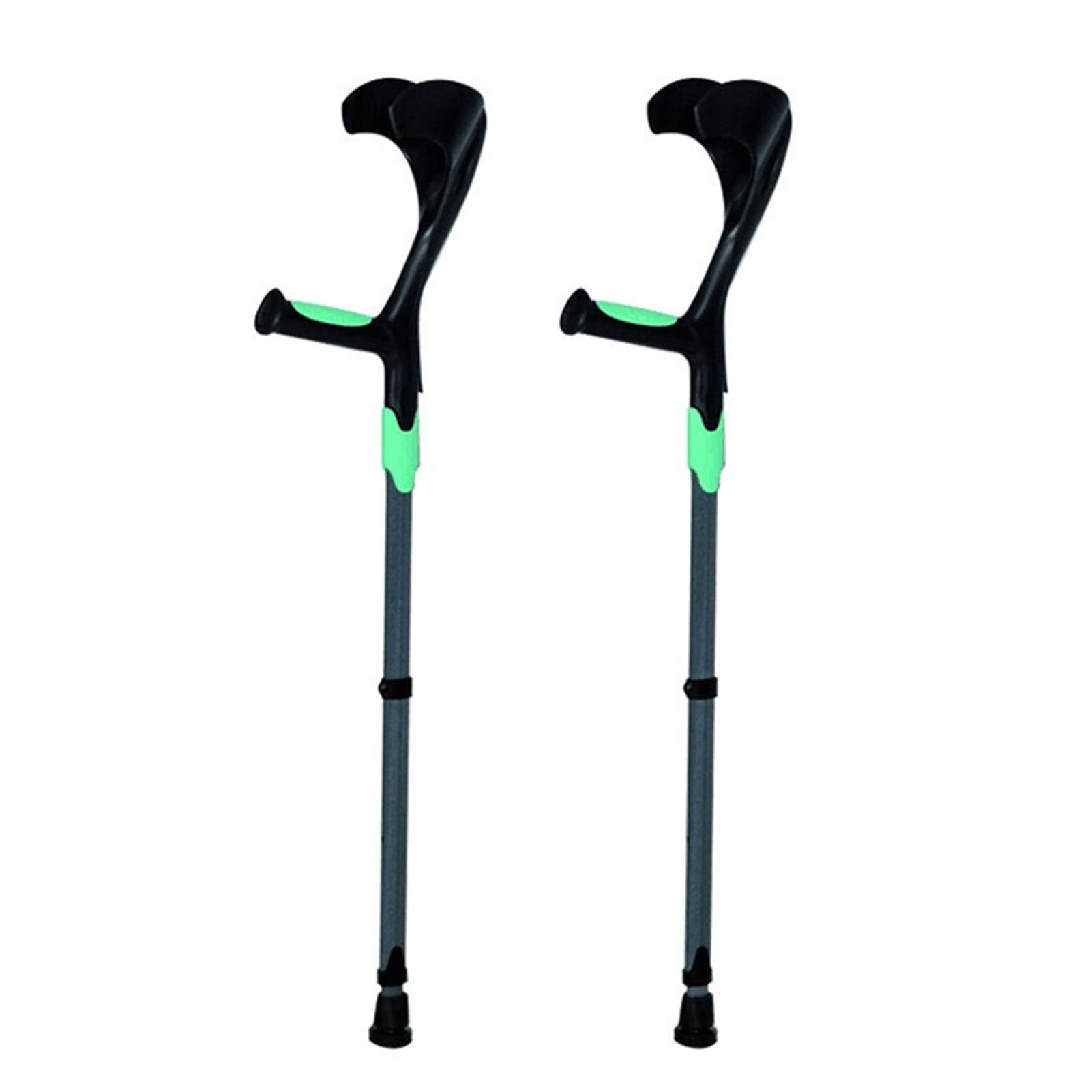 Muleta Ajustable del Antebrazo, Muleta Ergonómica de Aluminio del Adulto, Puño Abierto, Muleta Canadiense del Codo, Altura Aplicable 140~180cm Mujeres y Hombres, 1 Par (Color : Green)