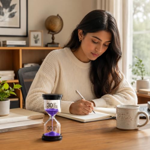 Image of Sand Timer 30 Minute, Sand Clock, Hour Glass Sand Timer Sand Clock Sandtimer Classroom Games Home Kitchen Officesand Clock Timer for Room Hourglass (purple1)