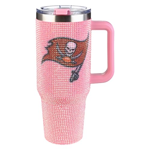 Image of The Memory Company Officially Licensed 40oz Pink Bling Game Day Tumbler, Tampa Bay Buccaneers