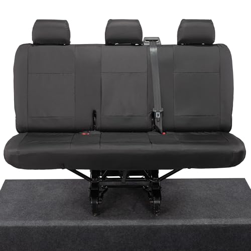 UK Custom Covers SC245BAD4 Tailored Heavy Duty Waterproof 2nd Row Bench Seat Cover Black - To Fit VW Transporter T6/T6.1 Kombi 2015 Onwards