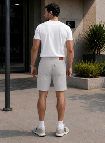 Image of Men's 100% Cotton Rich Straight Fit Solid Shorts with Side Pockets | Casual Summer Half Pants with 6 Pockets | Comfortable Mid-Rise Cotton Shorts