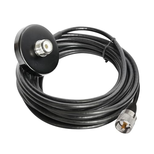 Premium Magnetic Mount Antenna Base for Car Mobile Radios with 5M RG-58 Cable, PL259 Plug, and SO239 Female Connector - Heavy Duty 55mm Diameter Base for Ham Radio, CB, and Two-Way Radios