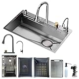 🚿 【Douchette haute pression intégrée】Evier Cuisine Robinet 2-en-1 avec Douchette Evier Cuisine extractible pour un nettoyage précis et efficace de tout le Plan De Travail Cuisine.
