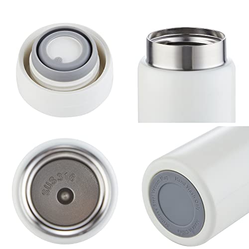 Kleine Thermosflaschen Edelstahl - niedliche Wasserflasche, vakuumisolierte Flasche für heiße und kalte Getränke(BPA-freie, weiß, 200 ml) – Ansicht 3