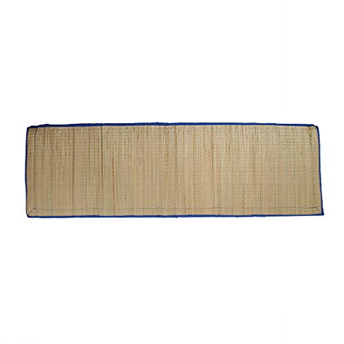 Image of Foldable Mat 6.5 X 6 Feet Korai River Grass chatai Light Blue Cotton Fabric with 20MM Soft Foam Comfort Cushion