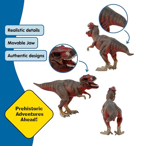 Image of Schleich Dinosaurs - 4 PC Red Dinosaur Playset for Boys and Girls - with T Rex Figure, Allosaurus, Intrepidus and Majungasaurus - Jurassic Era Realistic Dino Figurine Toys for Kids 3+ | 77726