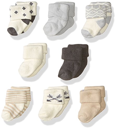 Hudson Baby Unisex Cotton Rich Newborn and Terry Socks, Aztec 8 Pk, 0-6 Months