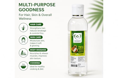 Image of OLIYANS Cold Pressed Coconut Oil Pack of 3 (100ml Each) | 100% Natural | For Hair, Skin & Cooking | Total 300ml