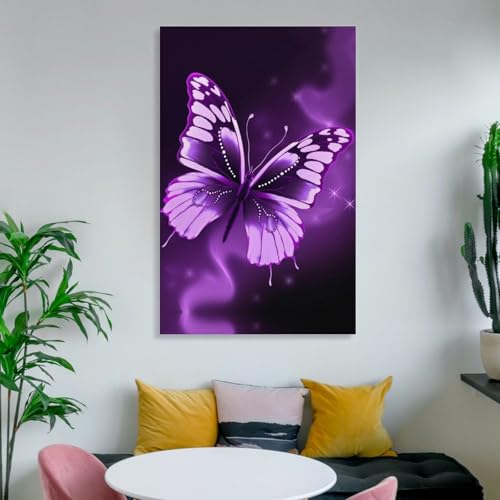 Toile murale encadrée papillon violet de haute qualité 40x60 - 6