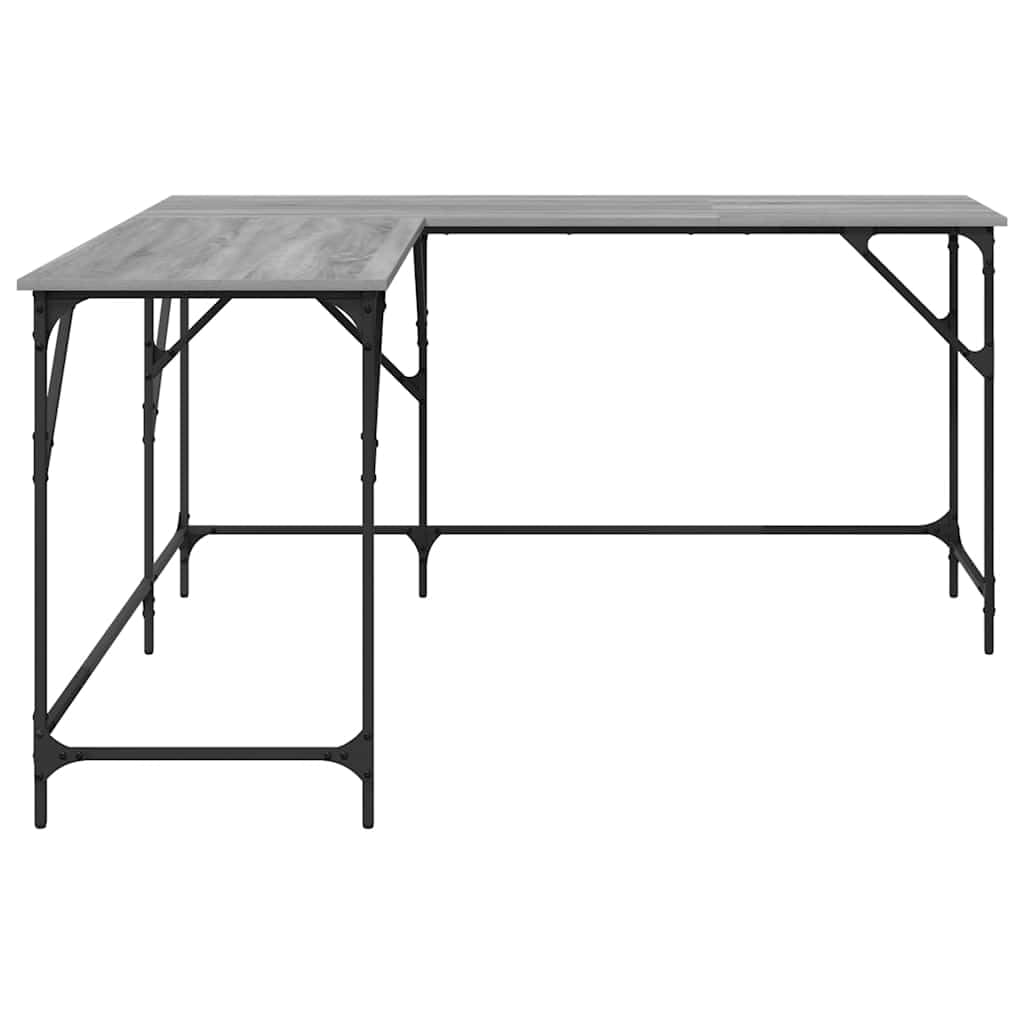 Schreibtisch Grau Sonoma 149x149x75 cm Holzwerkstoff L-Form mit Metallrahmen für Homeoffice Arbeitszimmer PC Laptop Ecke Stauraum Ablage ergonomisch zum Lernen und Zocken