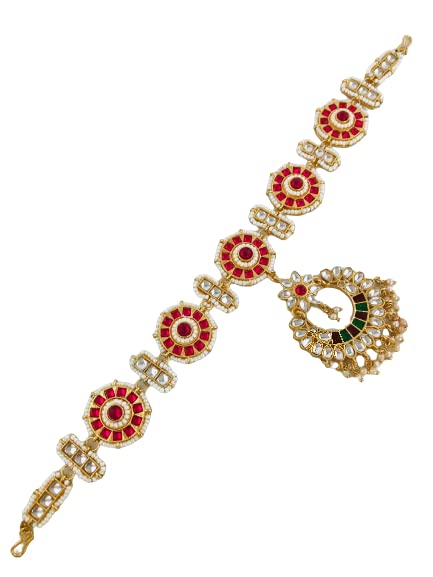 Sattyaki Traditional Rajasthani Gold Plated Hair Band/Hair Jewellery/Head Jewellery/Hair Pain/Hair Accessory Bridal Floral Sheeshphool Tikka Matha Patti for Women and Girls (B0BKWJTJZT) Amazon Price History, Amazon Price Tracker