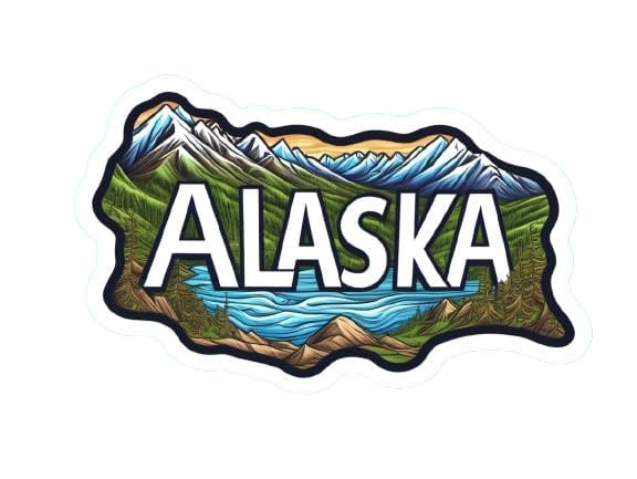 Image of Alaska State Sticker - USA States Vinyl Decal 5 Inch, Waterproof Alaska Map Sticker for Car Bumper, Laptop, Truck, Wall