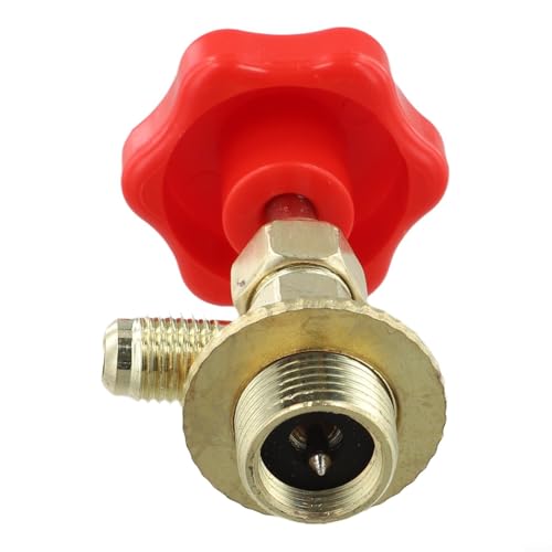 Hosrivae R134a Adaptador de A/C Válvula dispensadora de latas con conector SAE de 1/4, herramienta de reparación a prueba de fugas para sistemas de aire acondicionado automotriz, rojo + dorado