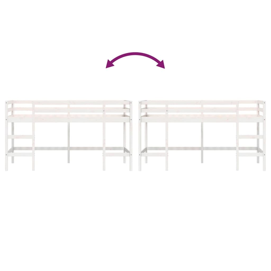 vidaXL Kinderhochbett, Hochbett mit Leiter Rausfallschutz, Spielbett Bett für Kinder ab 6 Jahren, Kinderbett Etagenbett Stockbett, Weiß 90x200cm Massivholz Kiefer