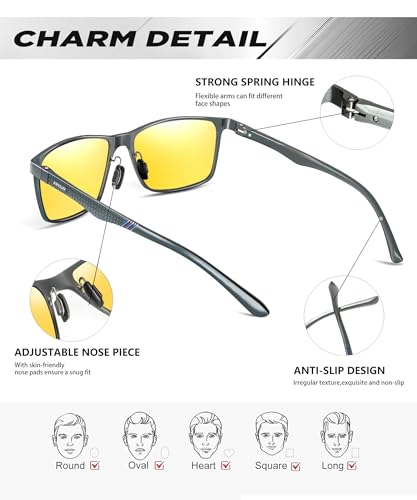 Image of ANYLUV Polarized Sunglasses for Men Rectangular Classic Al-Mg Metal Frame Sun Glasses Mens Sunglasses with UV Protection