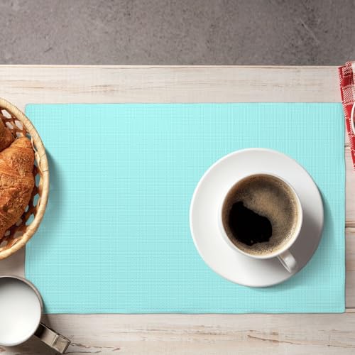 Set de table lavable et résistant à la chaleur, lot de 4 imprimé bleu clair