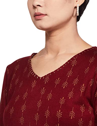 Image of Rangriti Maroon Acrylic Dress for Women