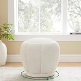 Multi-Functional Swivel Ottoman, Can be Used as a Bedroom Vanity Chair, Living Room Footstool and Entryway Shoe-Changing Foot Stool, Without Installation, White