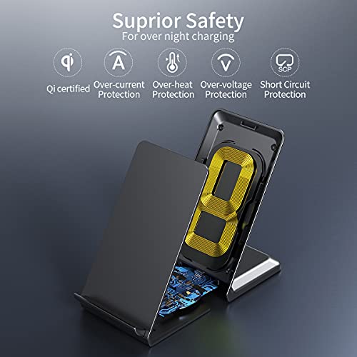 2Pack Cargador Inalámbrico Rápido,15W Certificación Qi Wireless Charger Indicador Adaptativo Inteligente Estación Stand para iPhone 16 15 14 13 12 11 Pro MAX Samsung Galaxy Google Xiaomi etc - imagen 6