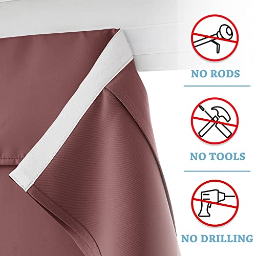 RYB HOME Blackout Door Curtain - Privacy Thermal Insulated Tricia Door Cover Room Darkening Window Curtains for Patio French Door Front Door Tie up Shade, W26 x L69 inch, 1 Panel, Wild Rose