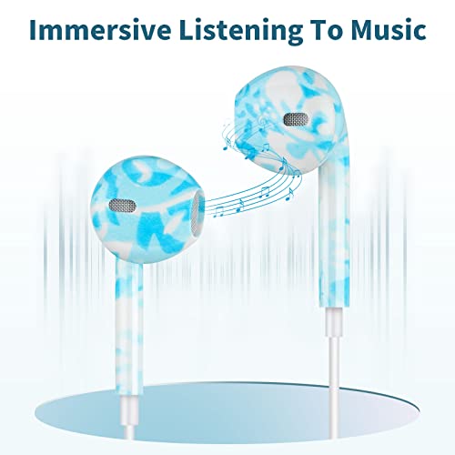 Xnmoa Colored Headphones For Iphone With Microphone,Colorful Earbuds Wired With Volume Control,Wired In Ear Earphones For Iphone14 13/12/11/Xr/Xs/Se/X/8/7/Plus, Support All Ios System,Blue #TOP2