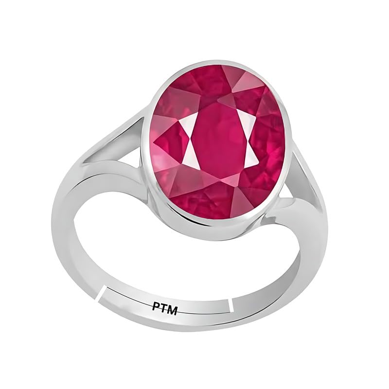 ptm Natural Ruby/Manik 9.25 Ratti or 8.5 Carat Astrological Certified Gemstone Pure Sterling Silver/925 bis Hallmark Adjustable Ring for Men & Women - fba3925-picture-6