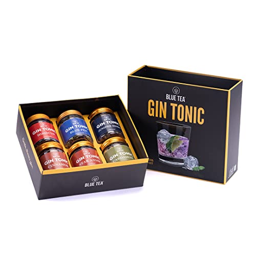 BLUE TEA - Gin Making Infusion - Luxury Gift Set | GIFTS FOR DAD | Assortment of 5 Natural Flowers & Juniper Berry | Caffeine Free - Gluten Free | Fathers Day Gift for Dad from Daughter & Son