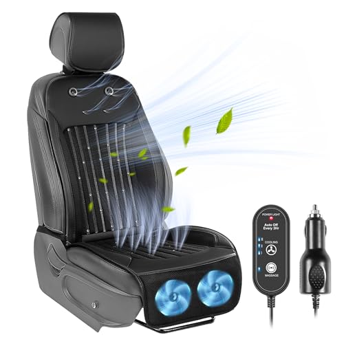 Paffenery 2026 Upgraded Cooling Car Seat Cover Front Seat 12V-24V Ventilated Cooling Car Seat Cushion Cooled Seat Cover for Car SUV Truck Universal Fit Midnight Black