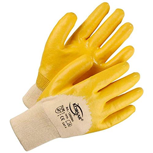 Preisvergleich Produktbild 12 Paar KORSAR Nitrilhandschuhe Gelb Gartenhandschuhe 10(XL)