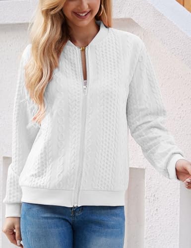 Image of WROLEM Zip Up Sweatshirts for Women Casual Outfits Cardigan Outerwear Trendy Winter Jackets Coat
